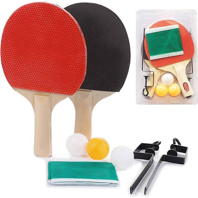 Bärbar infällbar Ping Pong Post Nätställ Ping Pong Paddlar Kvalitet Bordtennis Rackets Set Red and black