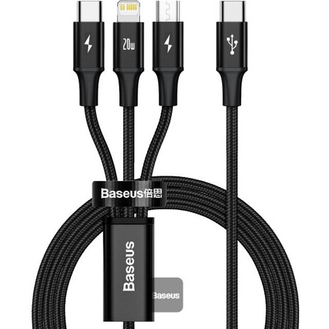 BASEUS Tillbehör Märkesmodell Multikabel Rapid USB-C 3W1 Micro USB/Lightning/USB-C, 20 W, 150 cm svart