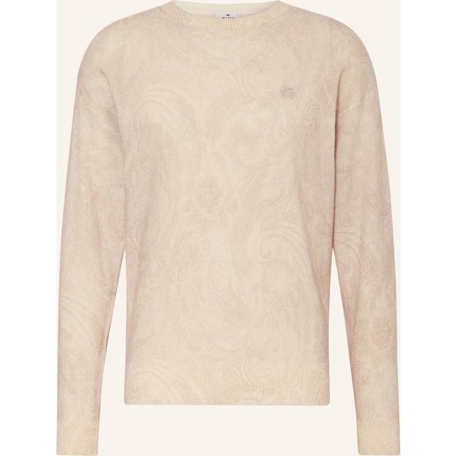 Etro, Stickade tröjor & koftor, Herr, M, Ulltröja med paisleymönster - beige (M)