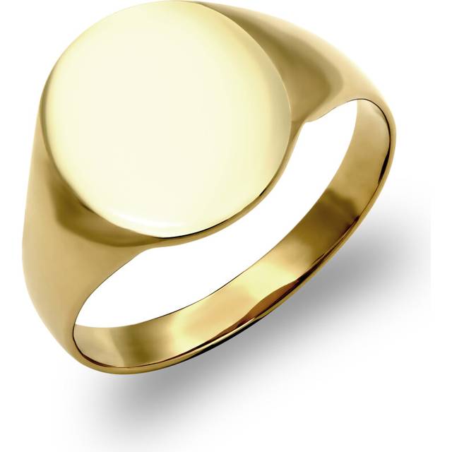 (Q) Jewelco London Men's Solid 9ct Yellow Gold Oval Signet Ring