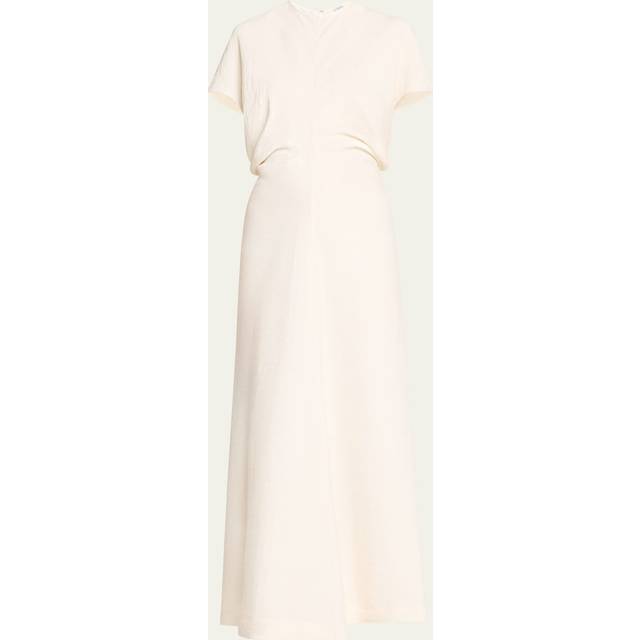 TOTEME Off-White Slouch Waist Crinkled Midi Dress - CREAM 055 - DK 32