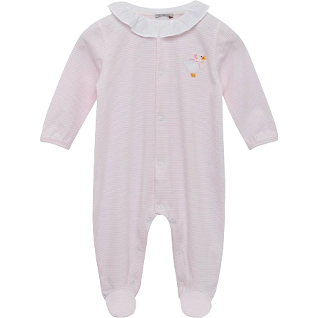 Trotters Lapinou Baby Jemma Organic Cotton Duck Appliqué Jersey Bodysuit, Pale Pink/White Stripe
