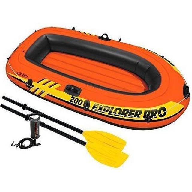Intex Explorer Pro 200 - uppblåsbar orange båt för 2 personer - med åror och pump - 196 x 102 cm