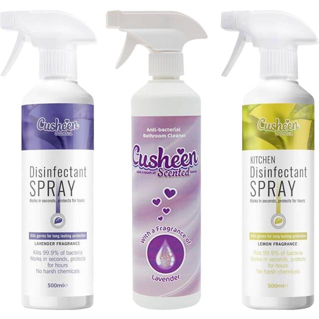 Cusheen Disinfectant Spray with Bathroom Cleaner Spray, 3x500ml