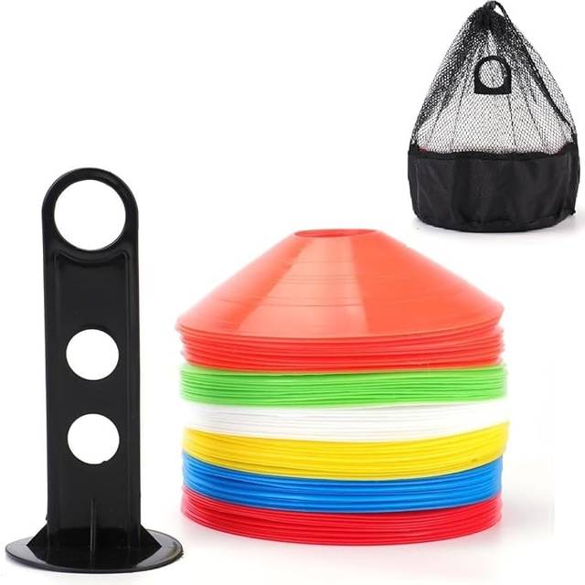60 Pack Marker Cones Including Holder and Bag Set, Sports Safety Space Marker Cones Suitable For Agility, Footwork,