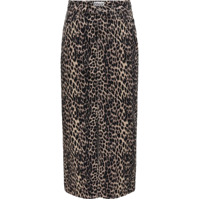 Only Anlie Leopard Printed Skirt - Black