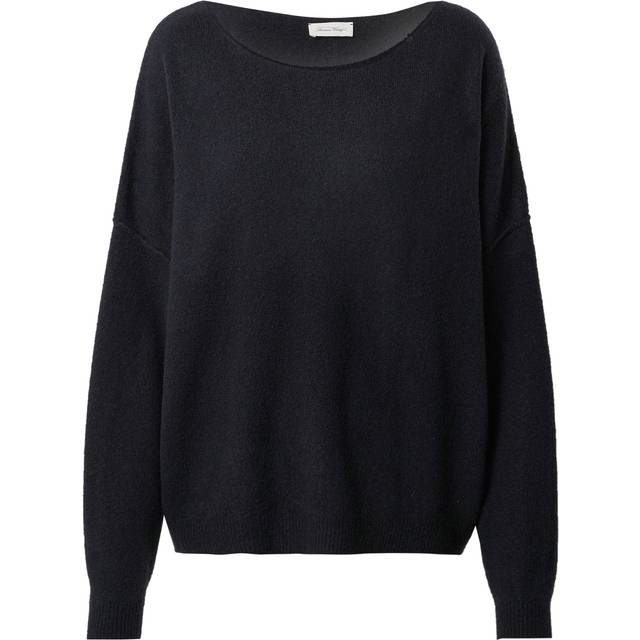 Damsville Boat Neck Jumper in Fine Knit - Black - M/L
