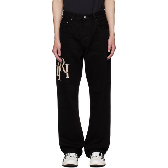 AMIRI Black Staggered Straight Jeans - Black OD - WAIST US 29