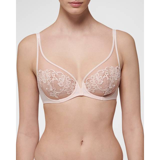 Simone Perele Womens Pink Nude Saga Plunge Full-cup Underwired Lace Bra 38d - PINK NUDE