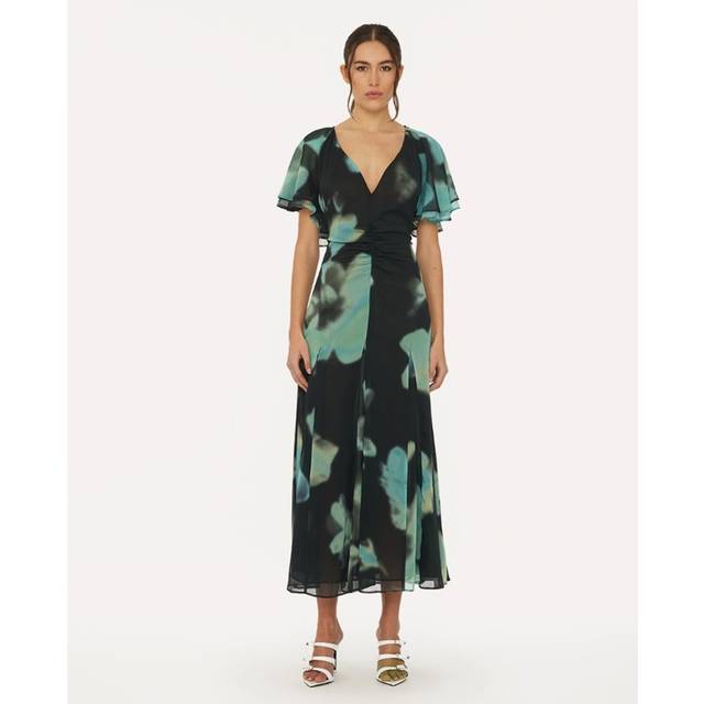 ROTATE BIRGER CHRISTENSEN Chiffon Flowy Maxi Dress |Svart |34 x 135