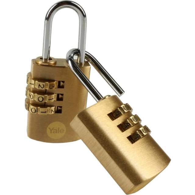 2x Yale Padlocks Small Secure Protection Strong Brass Steel Shackle Long Office