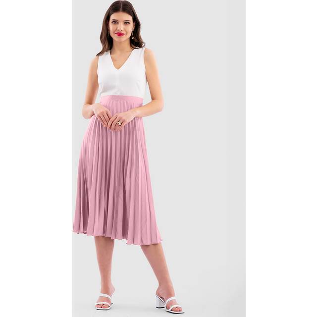 Closet London Pleated Midi Skirt, Pink/White