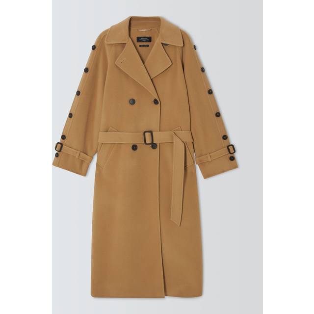 Weekend Max Mara Womens Beige Double-breasted Belted-waist Wool Coat 8 - BEIGE