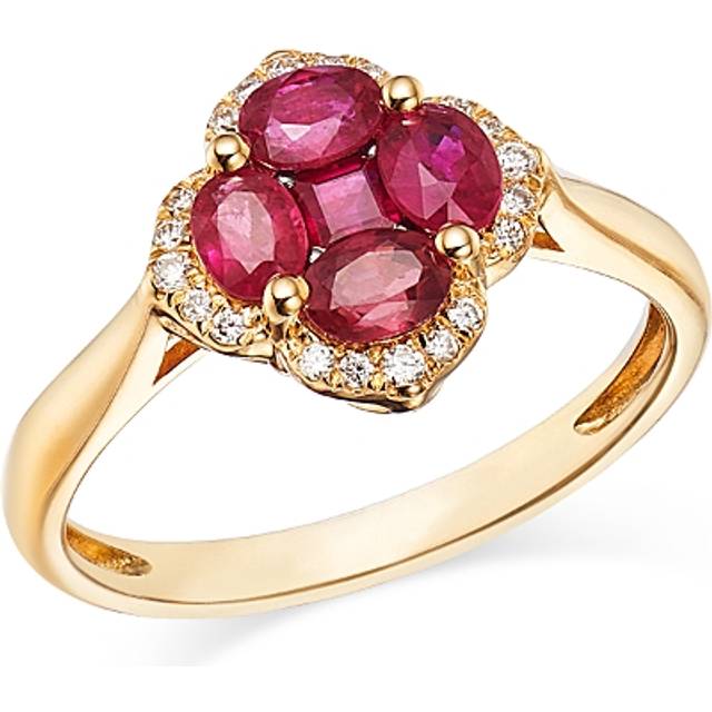 Bloomingdale's Fine Collection Ruby & Diamond Flower Ring in 14K Yellow Gold