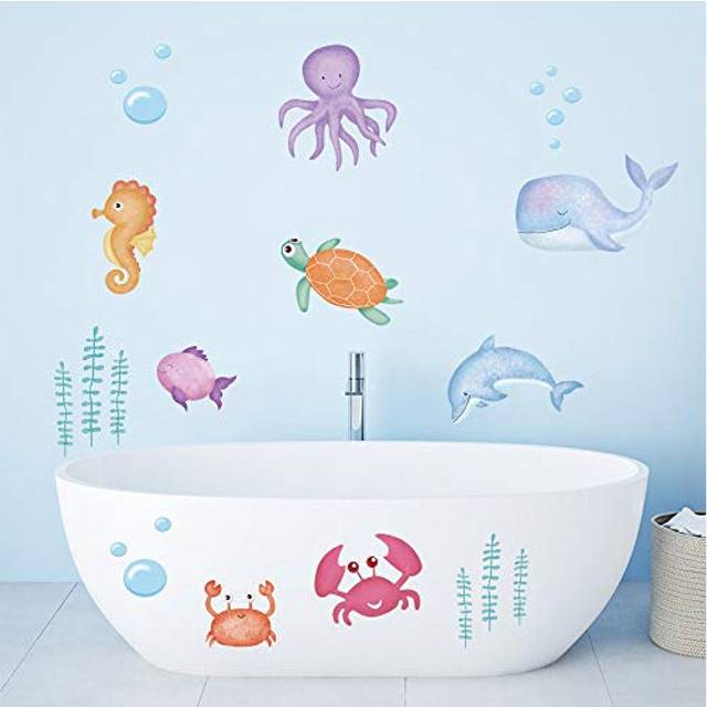 Under The Sea Kids Wall Stickers Marine Fish Seaweed Wall Decals Art Decor for Nursery Children Bedroom