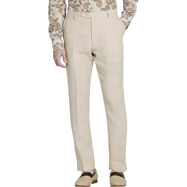 Tommy Hilfiger Big & Tall Modern Fit Linen Men's Suit Pants Tan Solid - Size: 52W x 32L