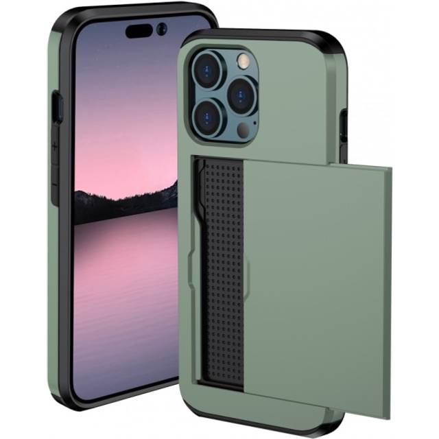 iPhone 12 Pro Max Stöttåligt Skal Kortfack StreetWise - Grön