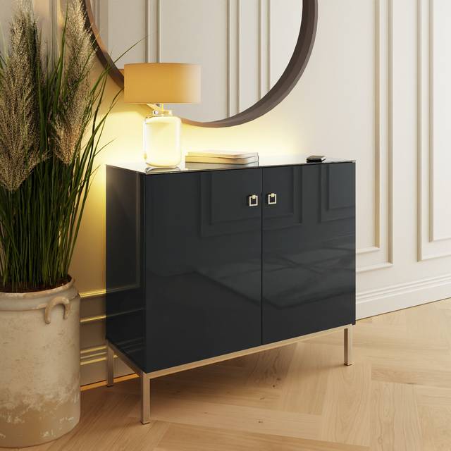 LYRA 100cm Sideboard - Black (90cm H X 100cm W X 40cm D)