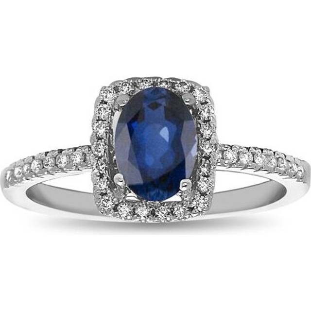 Louis Creations RL1963SD-ENG-6 0.95 CTTW Sapphire & Diamond Engagement Ring, 14K White Gold - Size 6