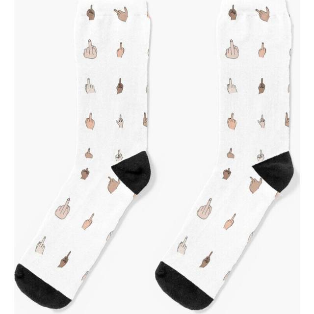 Dress Socks Middle Fingers Colored With Outlines Novelty Fancy Crazy Pattern Crew Casual for Men Women