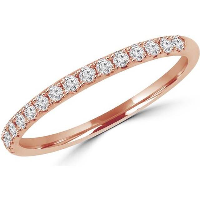 0.2 CTW Round Diamond Semi-Eternity Wedding Band Ring in 14K Rose Gold, Size 5.25