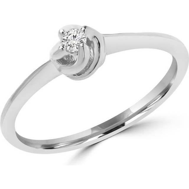 0.1 CT Round Diamond Promise Solitaire Ring in 14K White Gold - Size 7