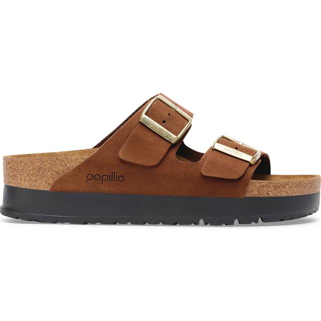 Leather sandals Birkenstock Arizona PAP Flex Platform Nubuck - Marron - 38 Narrow