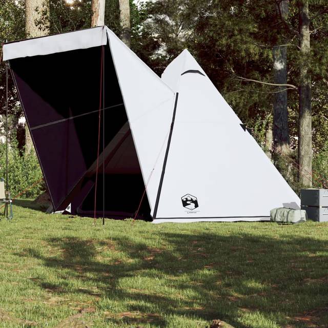 vidaXL Tipi-tält 6 personer vit mörkläggningstyg vattentätt