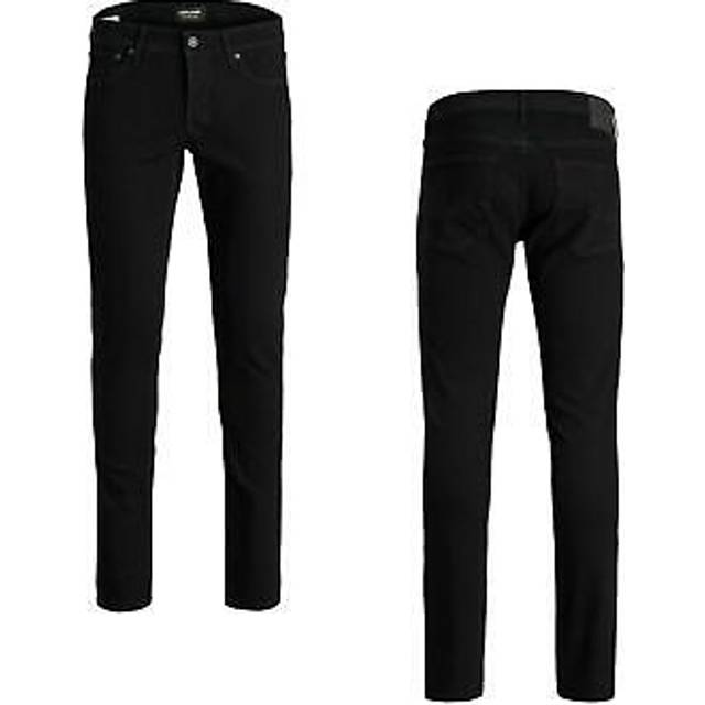 Jack & jones mens black slim fit jeans low rise casual denim pants, 28w to 32w