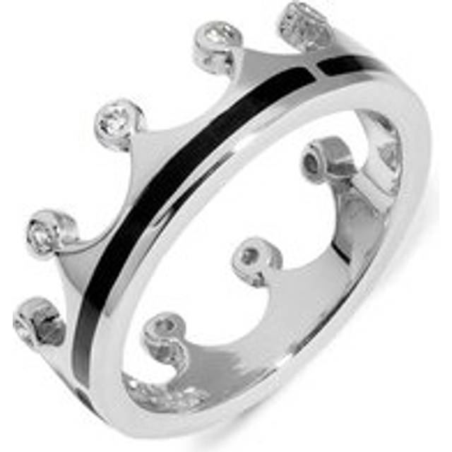 18ct White Gold Whitby Jet Diamond Tiara Band Ring