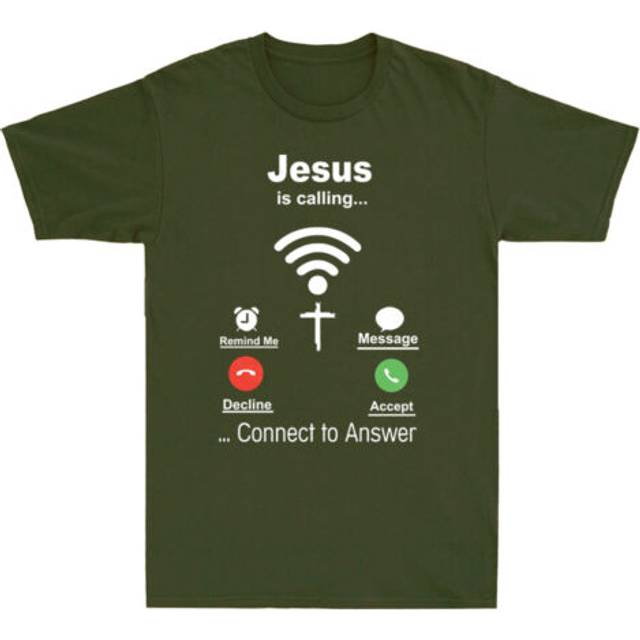 Jesus is calling connect to answer funny christian gift novelty men's t-shirt