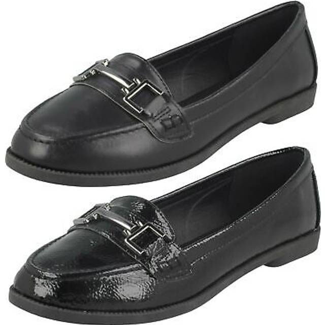 (UK 5, Black) Ladies Spot On Loafer Shoes