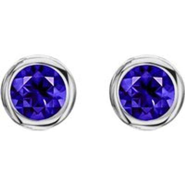 18ct White Gold 0.57ct Tanzanite Round Stud Earrings