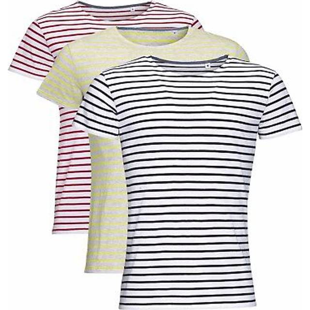 Sols mens mans blue or red and white stripey striped stripe t-shirt