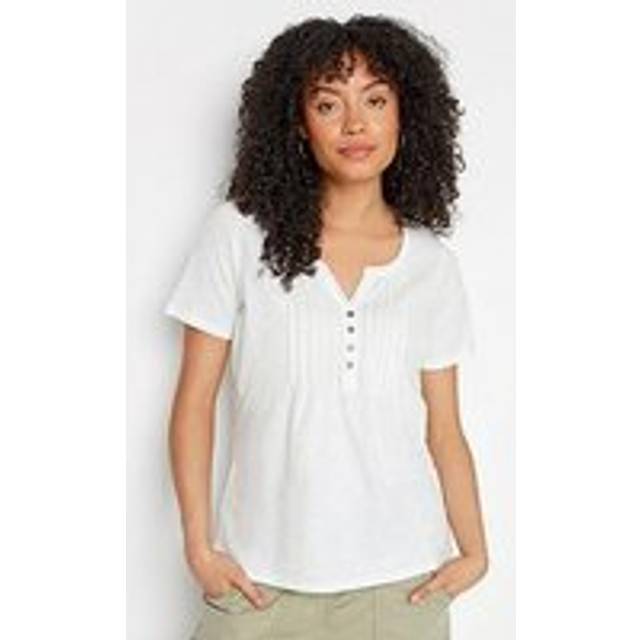 M&Co White Cotton Short Sleeve Henley Top 14 M&Co Womens