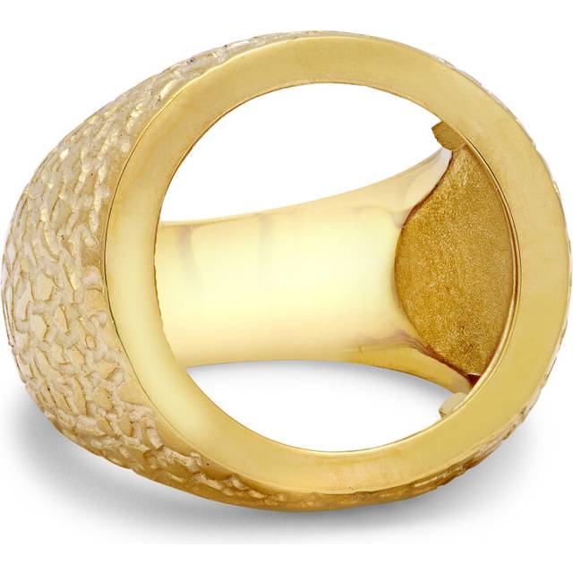 (W) Jewelco London Men's Solid 9ct Yellow Gold 3/4oz Crocodile Skin Round Bezel Half Sovereign Coin Mount Ring - JRN555-H