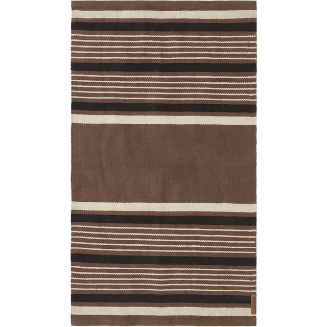 Striped Organic Cotton Rug 70x130 cm, Beige/Dark Grey