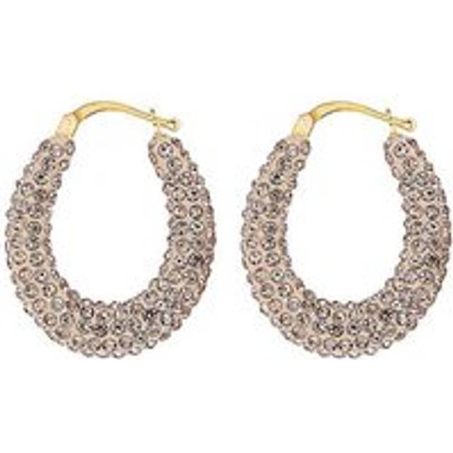 For You Collection 9ct Solid Gold Medium Champagne Crystal Creole Hoop Earrings