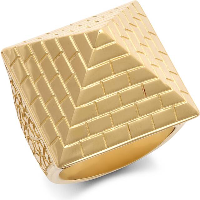 (X) Jewelco London Men's Solid 9ct Yellow Gold Egyptian Pyramid 1 1/2oz 30mm Signet Ring - JRN585