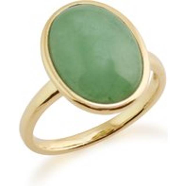 Statement Oval Jade Ring in 9ct Yellow Gold