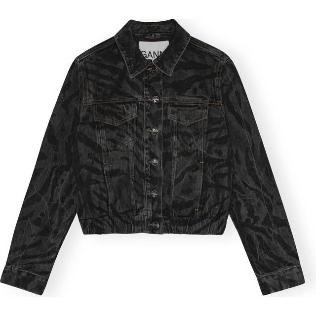 GANNI Black Lazer Denim Jacket - 099 Black - DK 38