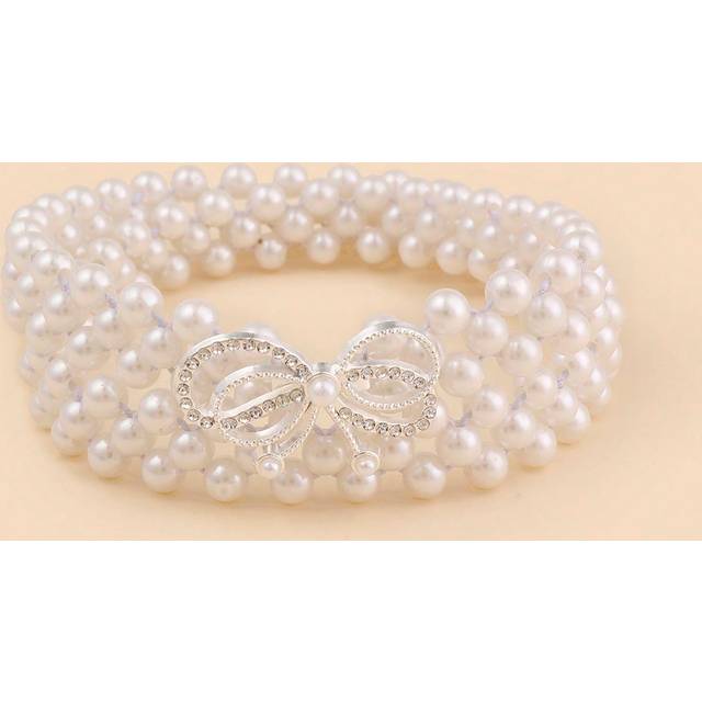 SHEIN New Girls&#39; Dress With White Polka Dot Print, Rhinestone Bowknot, Plastic Alloy Buckle, Elegant And High-End Decoration, Elastic And Stretchable Waistb
