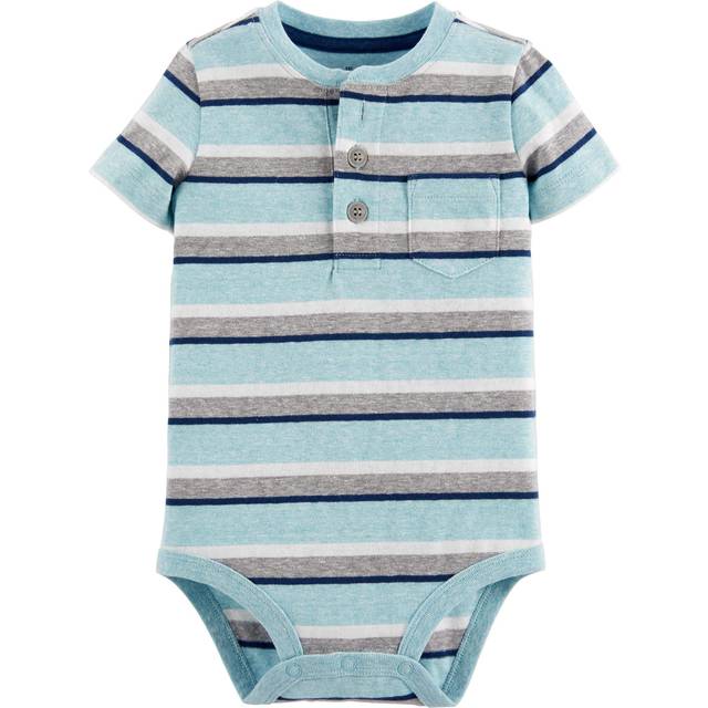 OshKosh B'Gosh Baby Boys Pocket Henley Bodysuit  Tourist Blue Stripe