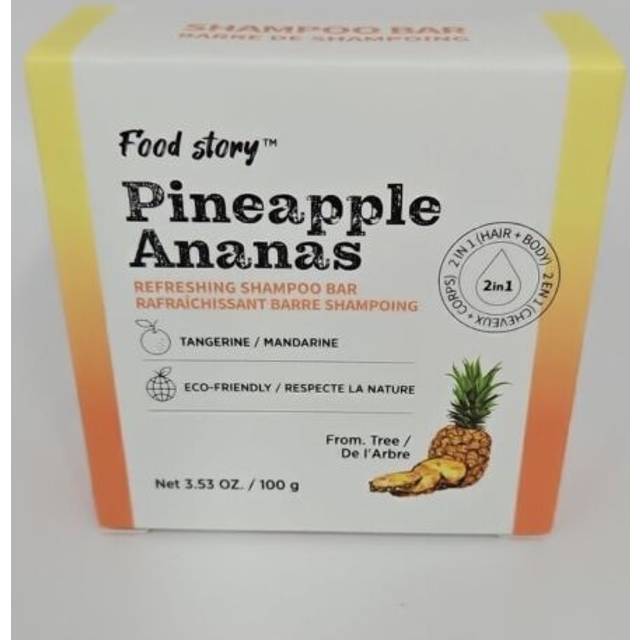 FOOD STORY FOR HAIR PINEAPPLE SHAMPOO BAR For oily scalp and hair Low pH Vegan Refreshing surfate free waterless shampoo soap bar soap