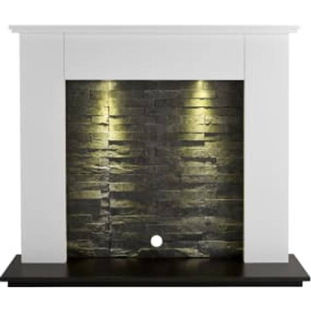 Focal Point Lashenden White and Slate Surround Set - Grey - 109.1 x 125 x 38cm