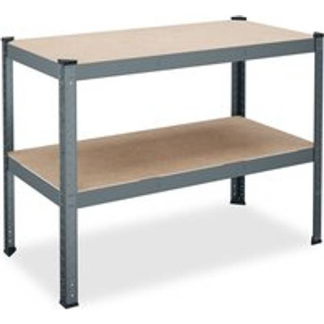 Workbench, Load Capacity 150kg, hwd: 90 x 120 x 60 cm, 2 Adjustable Levels, Steel & mdf, Workshop, Anthracite - Relaxdays