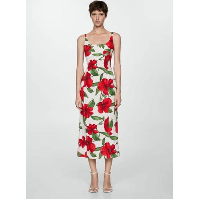 Mango Dulce Floral Midi Dress - Ecru - 10