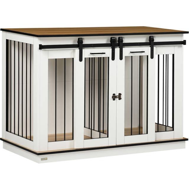 PawHut White Large Dog Pet Crate Side Table