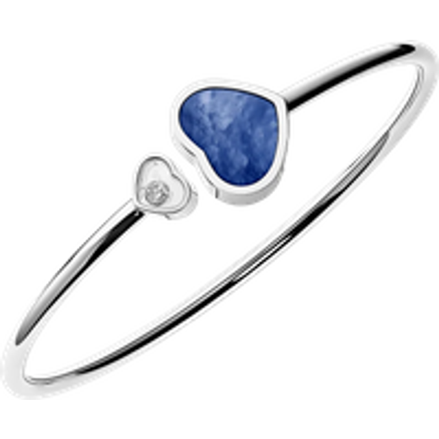 Chopard Happy Hearts 18ct White Gold Blue Mother of Pearl 0.05ct Diamond Bangle - Medium