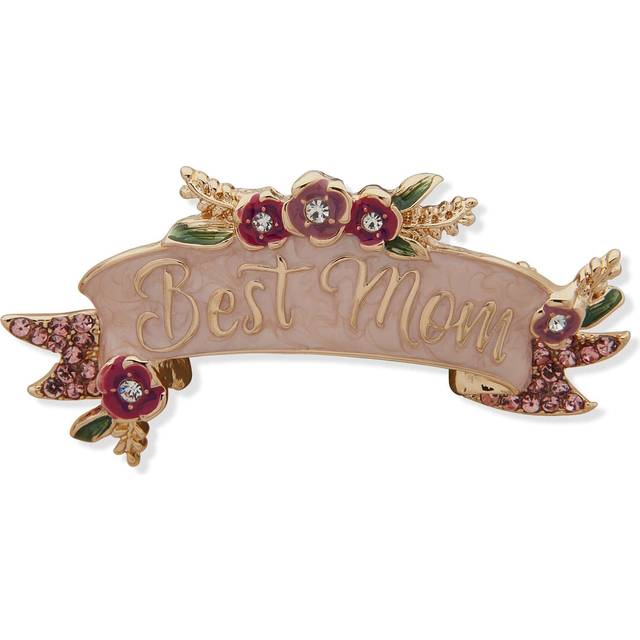 Anne Klein Women's Best Mom Brooch in Gift Box in Gold Tone size 2.5"